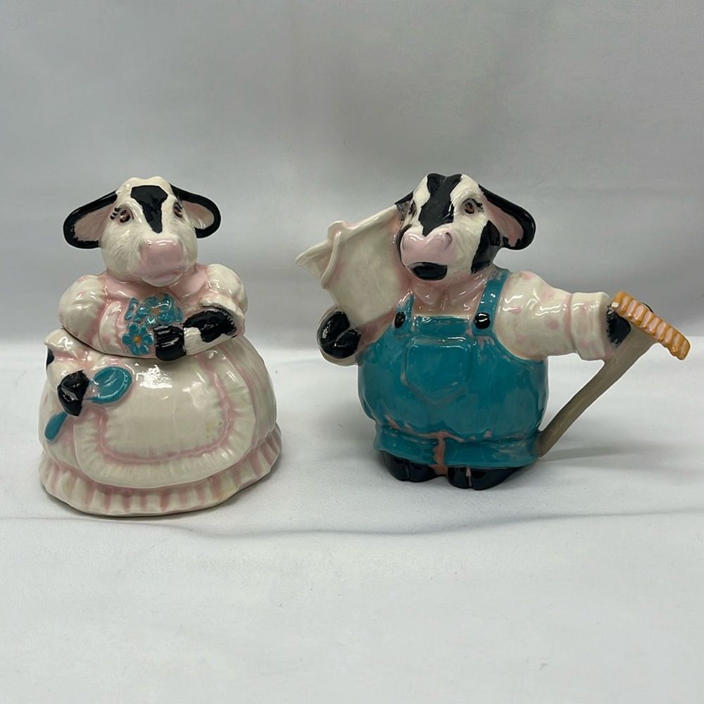 Vintage SJW Cow Creamer and Sugar Containers